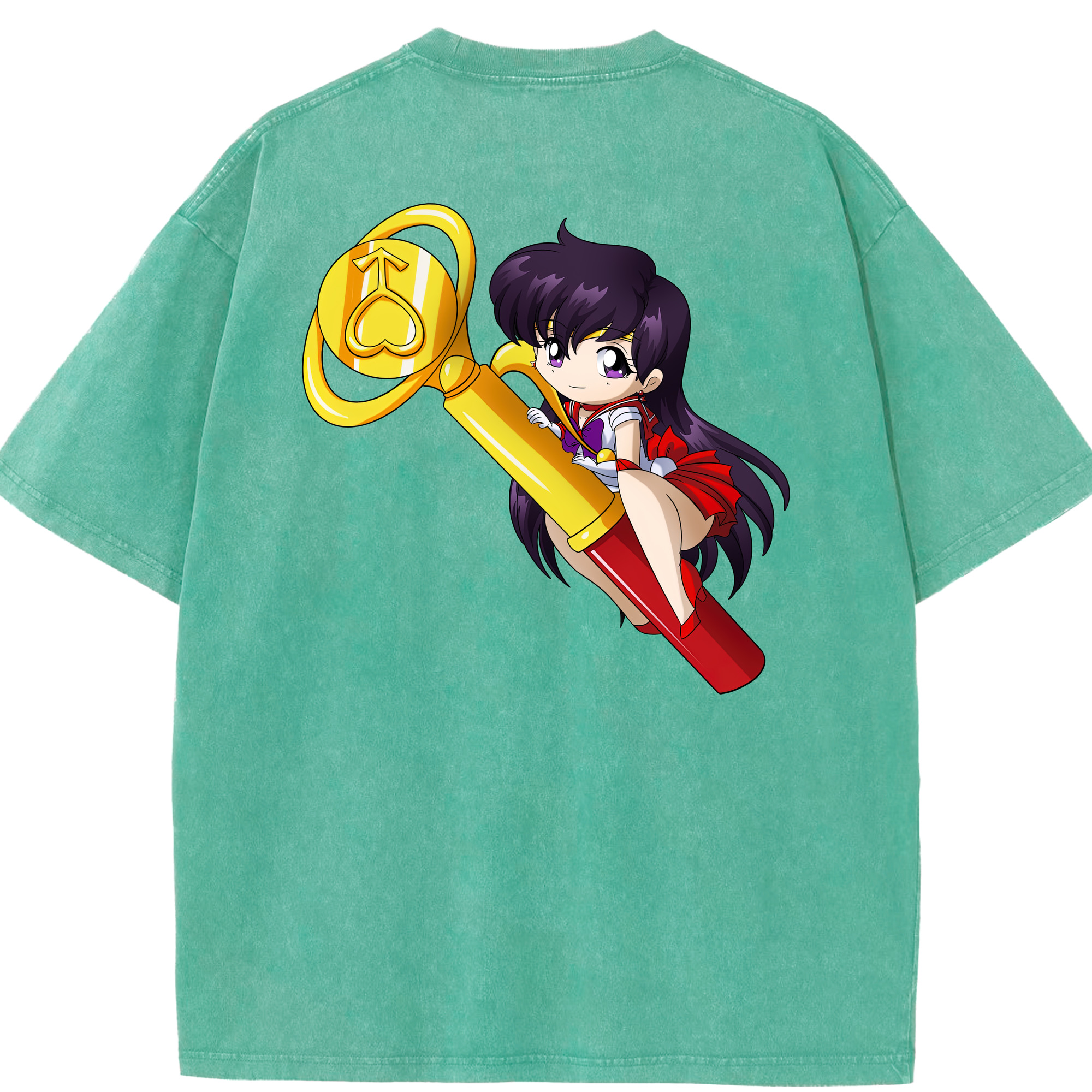 （画像用） 美少女戦士セーラームーン 火野レイ ひの レイ Sailor Moon Hino Rei （セーラーマーズ,Sailor Mars） 綿100% ヴィンテージ風 半袖Tシャツ（背面プリント）